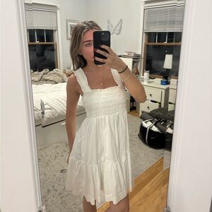 Abercrombie & Fitch White Ruffle Strap Mini Dress